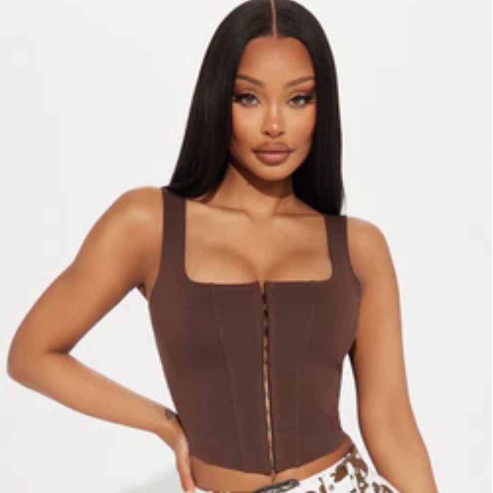 FASHION NOVA BROWN CORSET TOP